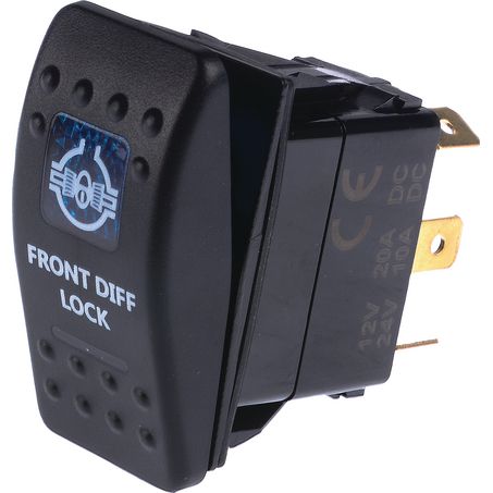 Drivetech 4x4 Rocker Front Diff Switch On/Off SPST 12 or 24V Blue - JTK Auto Electrical