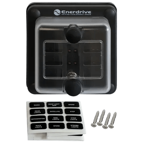 Enerdrive 1 In 6 Out Fuse Box Panel Mount With LEDs - JTK Auto Electrical