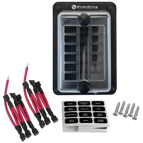 Enerdrive 12 In 12 Out Fuse Box Panel Mount With LEDs - JTK Auto Electrical