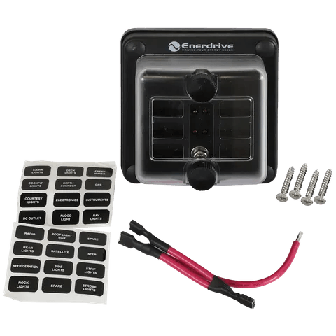 Enerdrive 6 In 6 Out Fuse Box Panel Mount With LEDs - JTK Auto Electrical