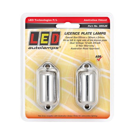 Multi Volt LED Licence Plate Lamp With Chrome Base Twin Blister - JTK Auto Electrical
