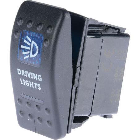 Drivetech 4x4 Rocker Driving Light Switch On Off SPST 12 or 24V Blue - JTK Auto Electrical