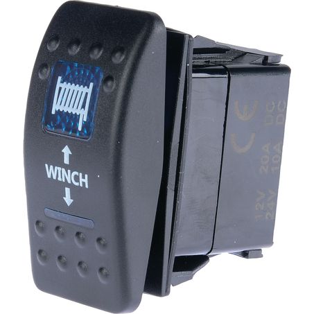 Drivetech 4x4 Rocker Winch Switch Mom On/Off Mom On SPDT 12 or 24V Blue - JTK Auto Electrical