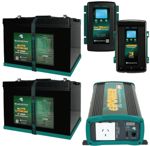 Enerdrive 2 x 100Ah eLITE Bundle with DC40, AC20 & 1000W - JTK Auto Electrical