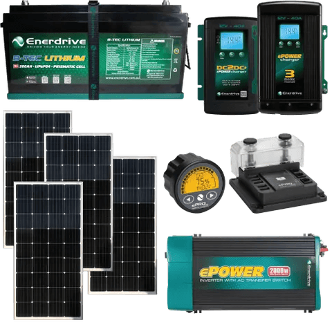 Enerdrive 200Ah B-TEC with 720W Solar, DC40, AC40, ePRO+ & 2000X TIAV - JTK Auto Electrical