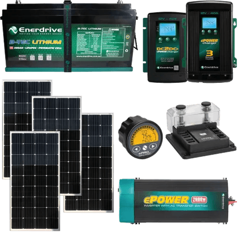 Enerdrive 200Ah B-TEC with 720W Solar, DC40, AC40, ePRO+ & 2600X TIAV - JTK Auto Electrical