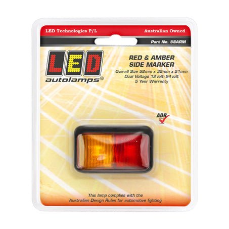 Led Autolamps 10/30V Side Marker Red Amber Blister Pack - JTK Auto Electrical