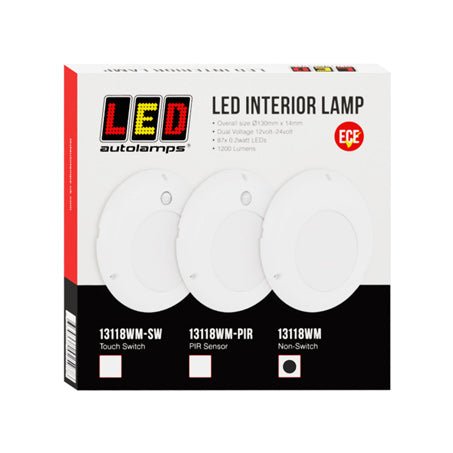 LED Autolamps 13118WM Round Interior/Exterior Lamp 130mm - JTK Auto Electrical