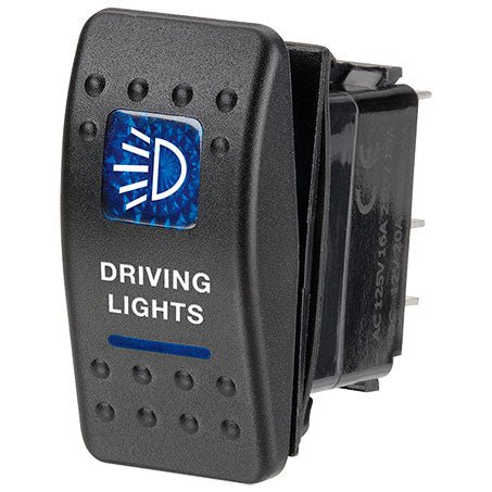 Narva Sealed Rocker Switch Off/On SPDT 12V Blue Illuminated Driving Lights Symbol - JTK Auto Electrical