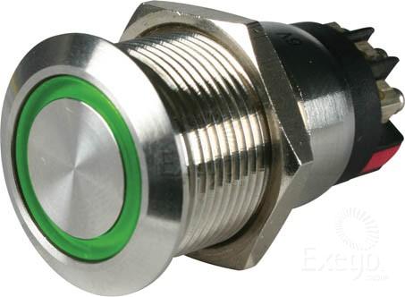 OEX Push Button Switch On/Off SPST 12V Green Illuminated - JTK Auto Electrical